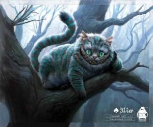 yapboz Cheshire kedi bir ağaç dalı dayanan